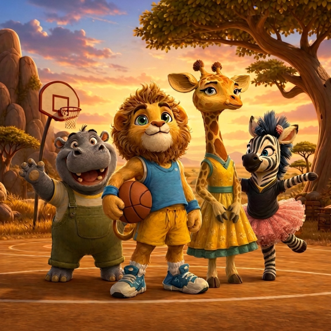 Hank, Leo, Gigi, and Zara in Savanna Springs